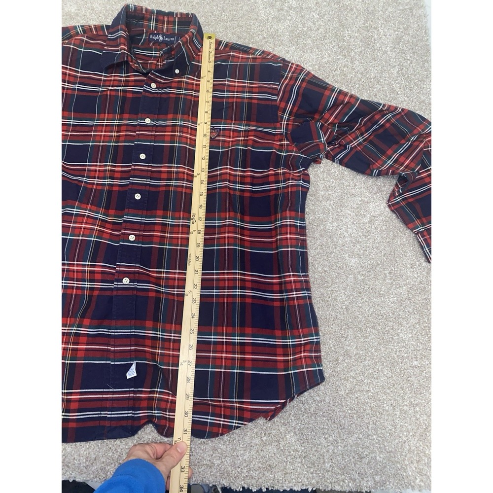 Polo Ralph Lauren Shirt Mens L Cotton Classic Fit Christmas Plaid Golf Logo - Picture 7 of 8